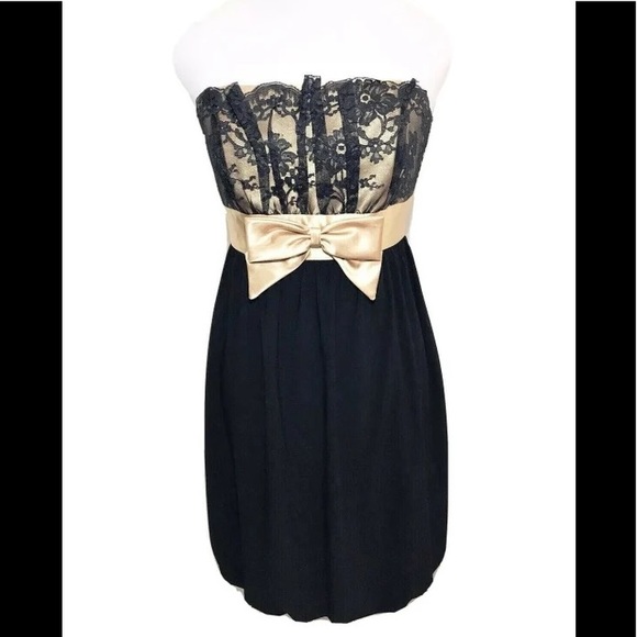 Vintage Gunne Sax Jessica McClintock Strapless Bubble Skirt Bow Mini Dress - Picture 1 of 12